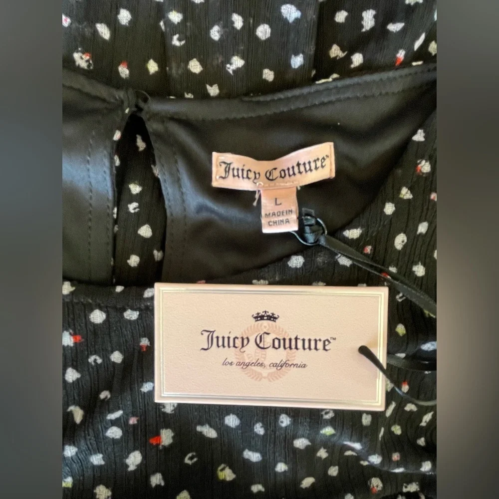NWT JUICY COUTURE PULLOVER SLEEVELESS FLOWY BLOUSE SZ L, BLACK/PINK - Picture 14 of 15